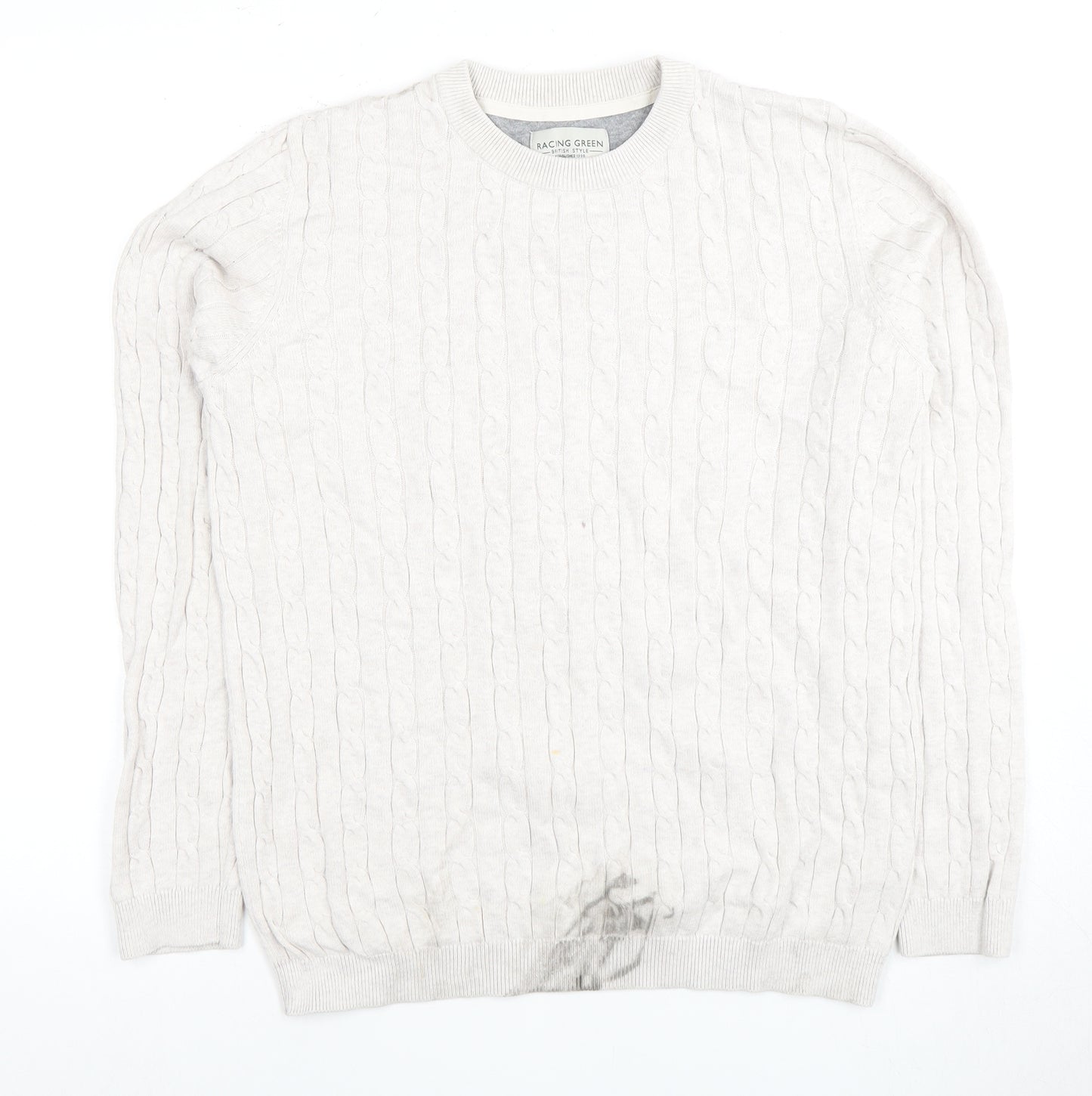 Racing Green Men's Ivory Cotton Pullover, Size M