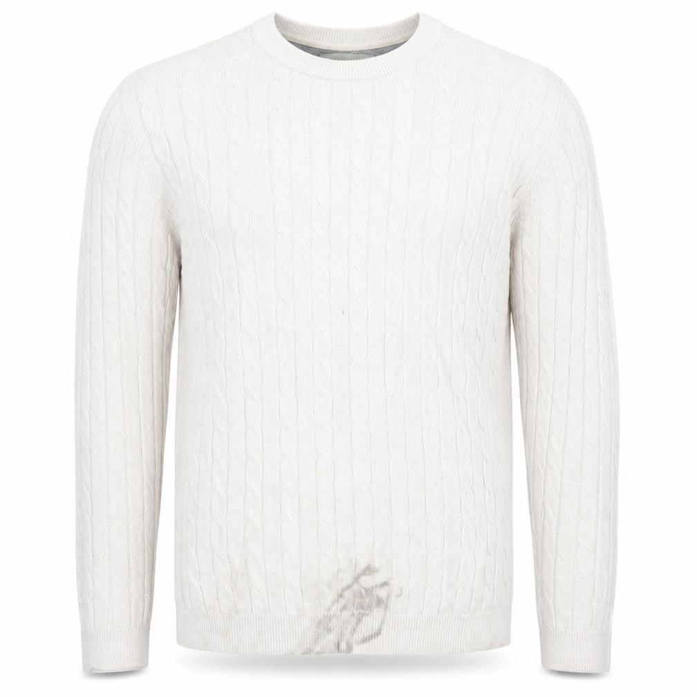 Front view of Racing Green Men's Ivory Cotton Pullover, size M