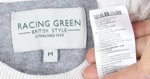 Racing Green Men's Ivory Cotton Pullover, Size M