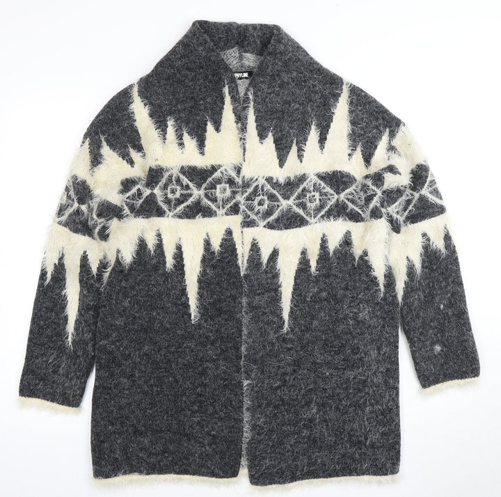 Sophlyline Women's Grey Geometric Cardigan Jumper