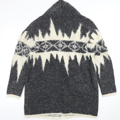 Sophlyline Women's Grey Geometric Cardigan Jumper
