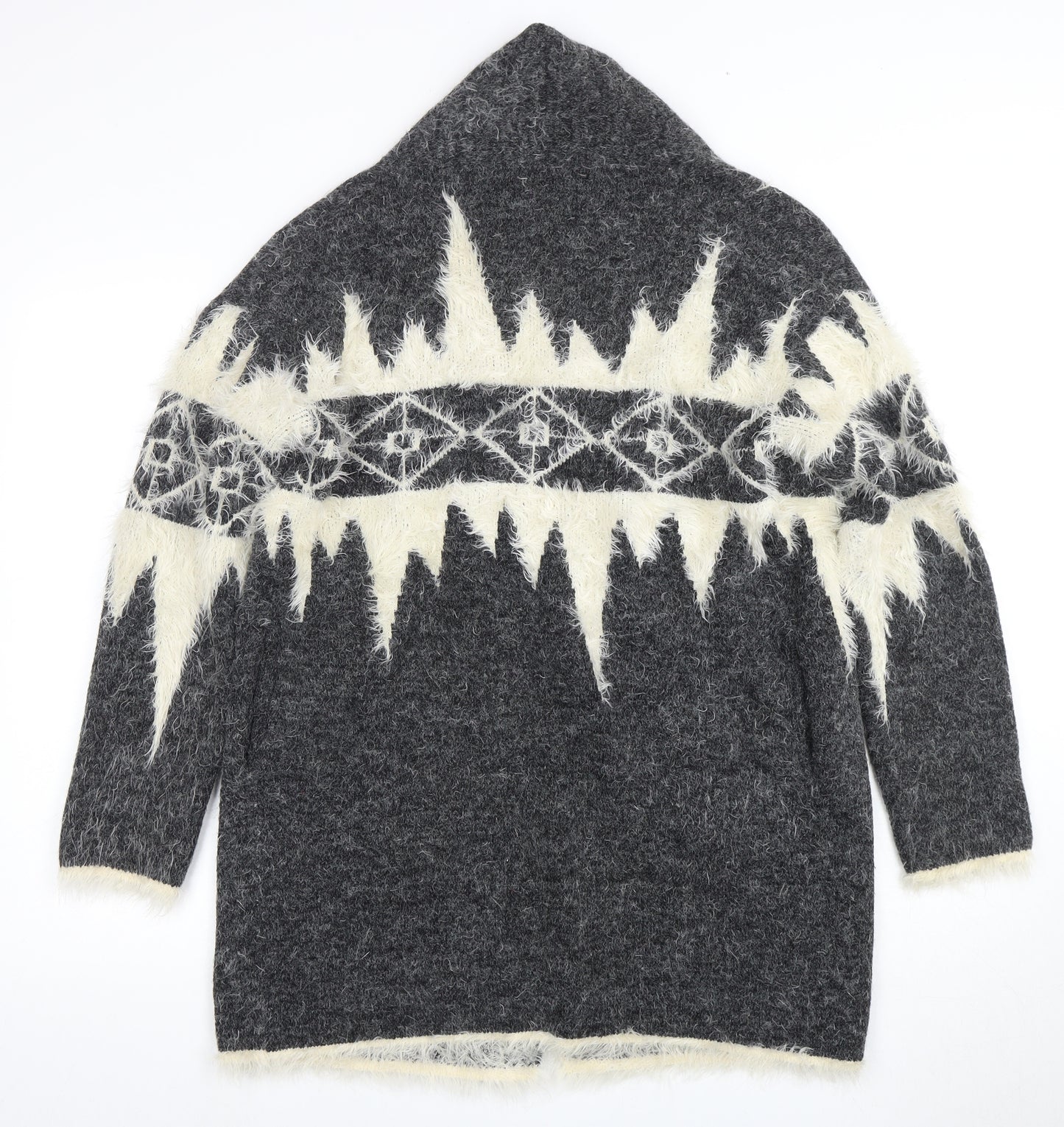 Sophlyline Women's Grey Geometric Cardigan Jumper