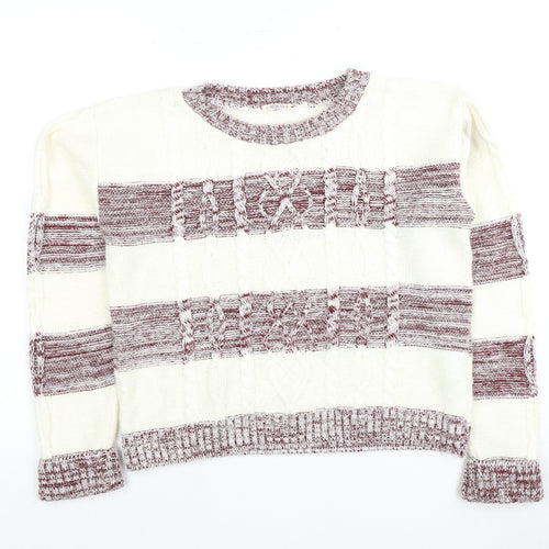 Soulcal & Co Women's Multicoloured Striped Cable-Knit Jumper