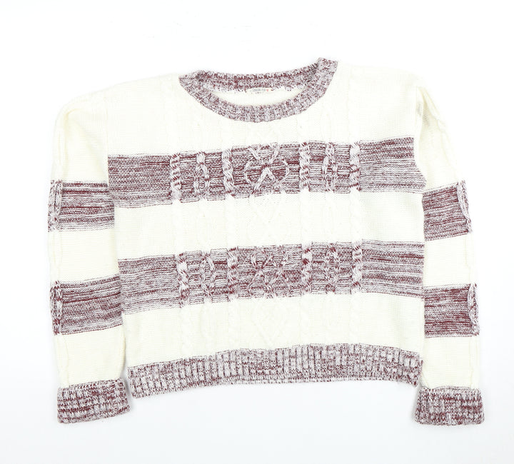Soulcal & Co Women's Multicoloured Striped Cable-Knit Jumper