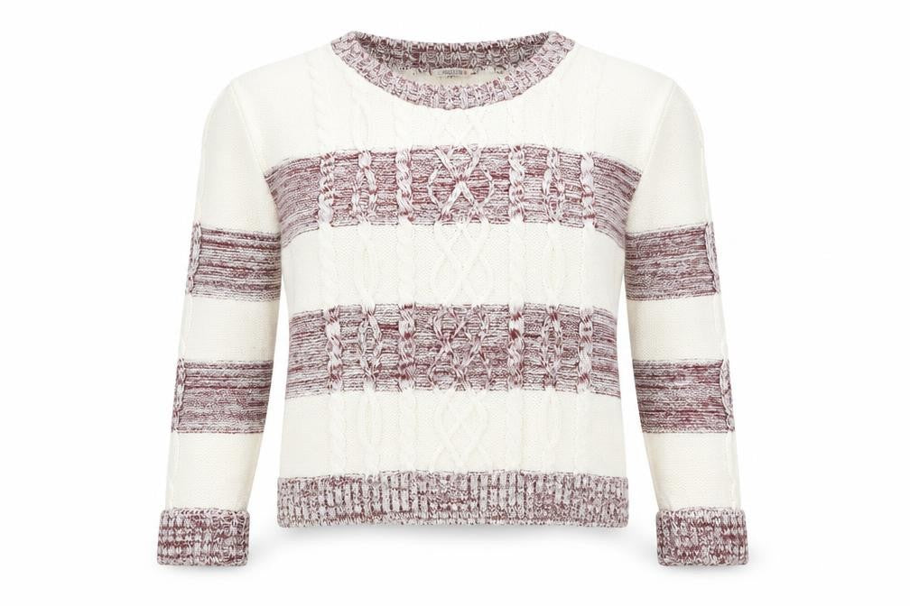 Front view of SoulCal Women's Multicoloured Striped Cable-Knit Jumper