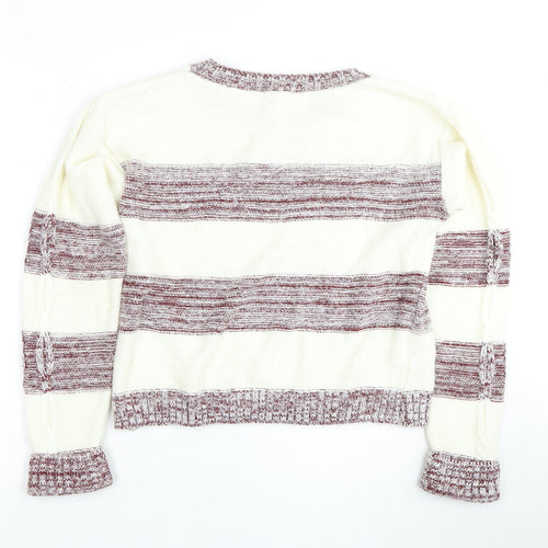 Soulcal & Co Women's Multicoloured Striped Cable-Knit Jumper
