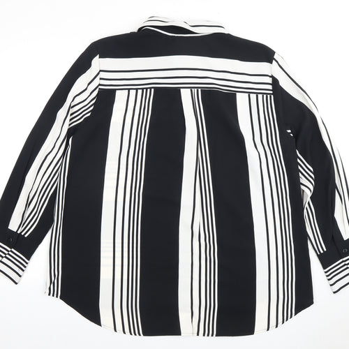 For All the Love Women's Black & White Striped Button-Up Shirt