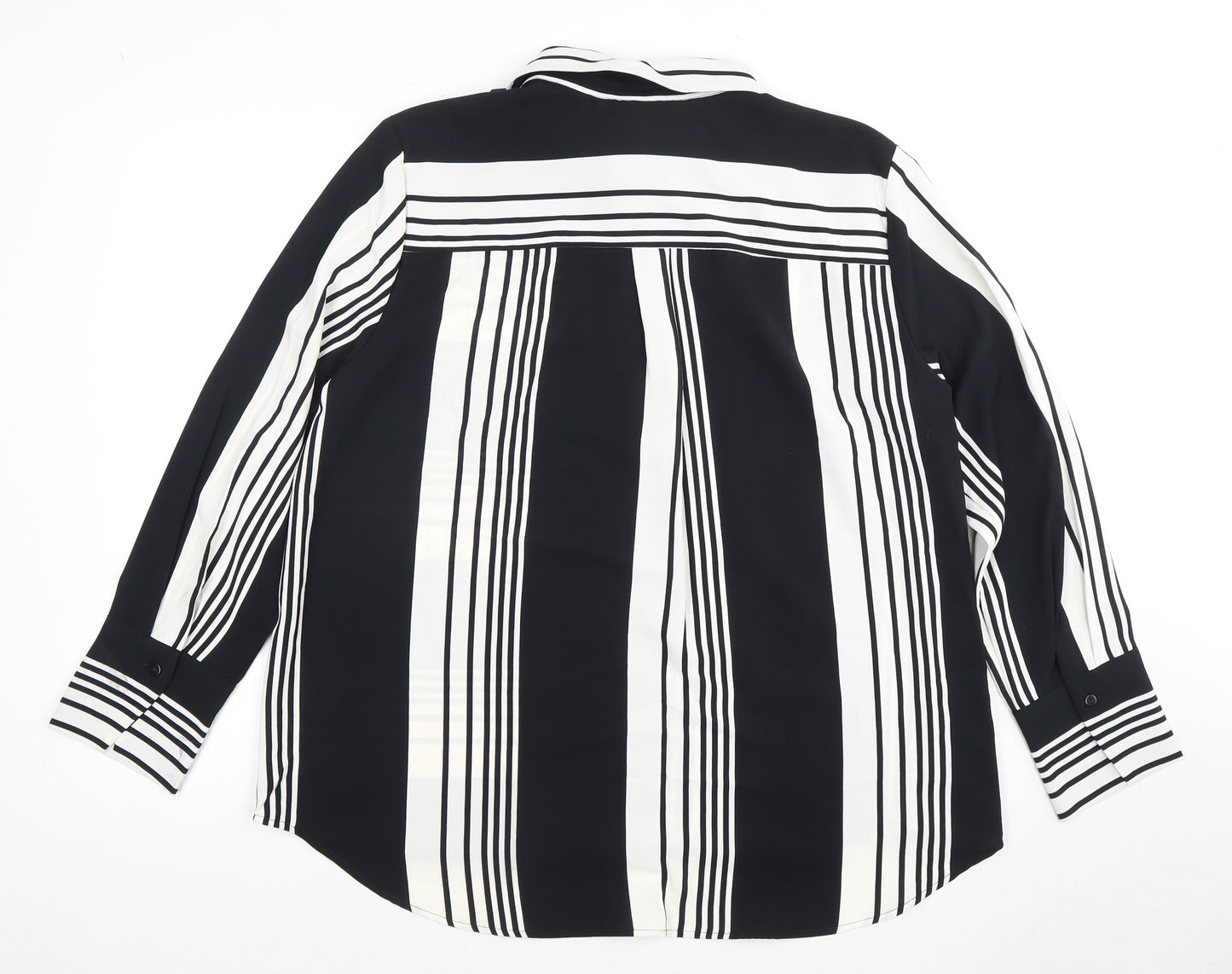 For All the Love Women's Black & White Striped Button-Up Shirt