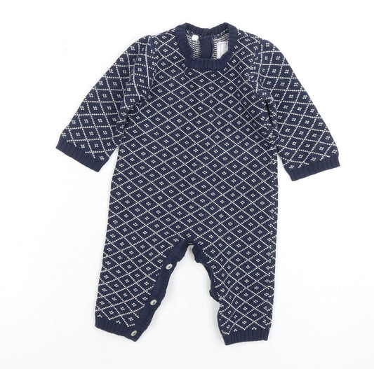 Emile et Rose Unisex Blue Knit Babygrow, 3-6 Months