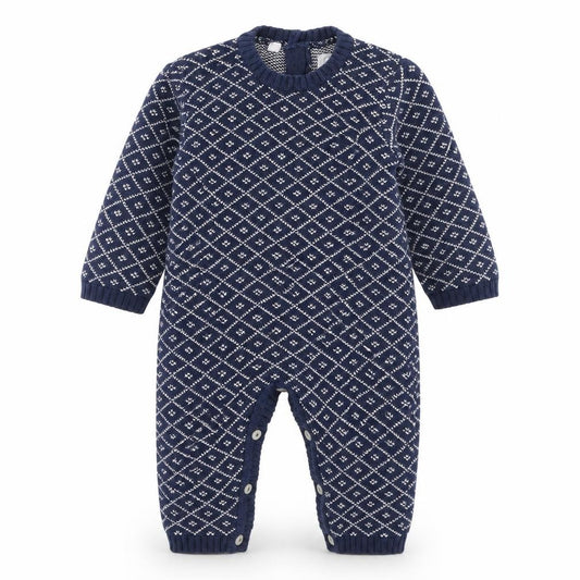 Emile et Rose Unisex Blue Knit Babygrow, 3-6 Months