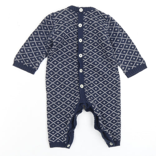 Emile et Rose Unisex Blue Knit Babygrow, 3-6 Months
