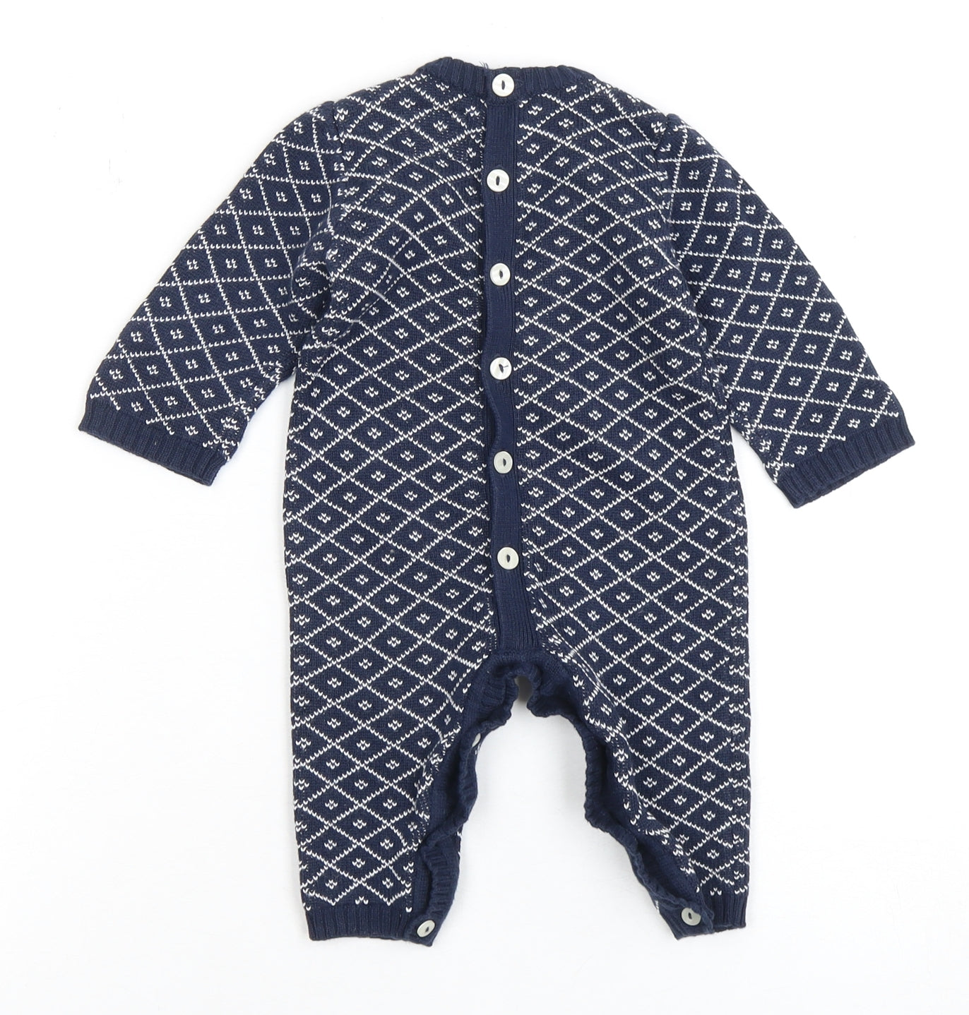 Emile et Rose Unisex Blue Knit Babygrow, 3-6 Months