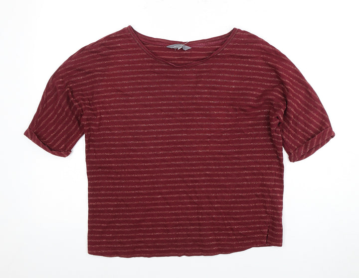 Principles Women's Red Striped Jersey Top Size 10