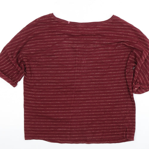 Principles Women's Red Striped Jersey Top Size 10