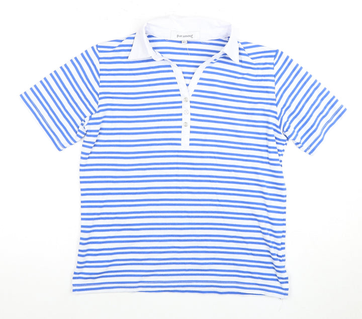 Paramour Women's Blue Striped Polo Shirt M Basic