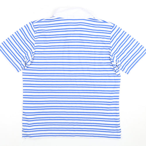 Paramour Women's Blue Striped Polo Shirt M Basic
