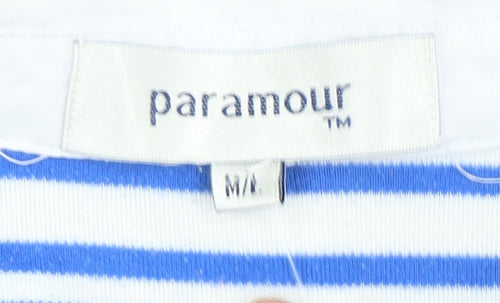 Paramour Women's Blue Striped Polo Shirt M Basic