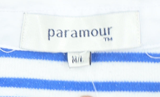 Paramour Women's Blue Striped Polo Shirt M Basic