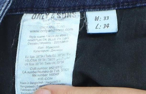 ONLY & SONS Blue Skinny Jeans Size L