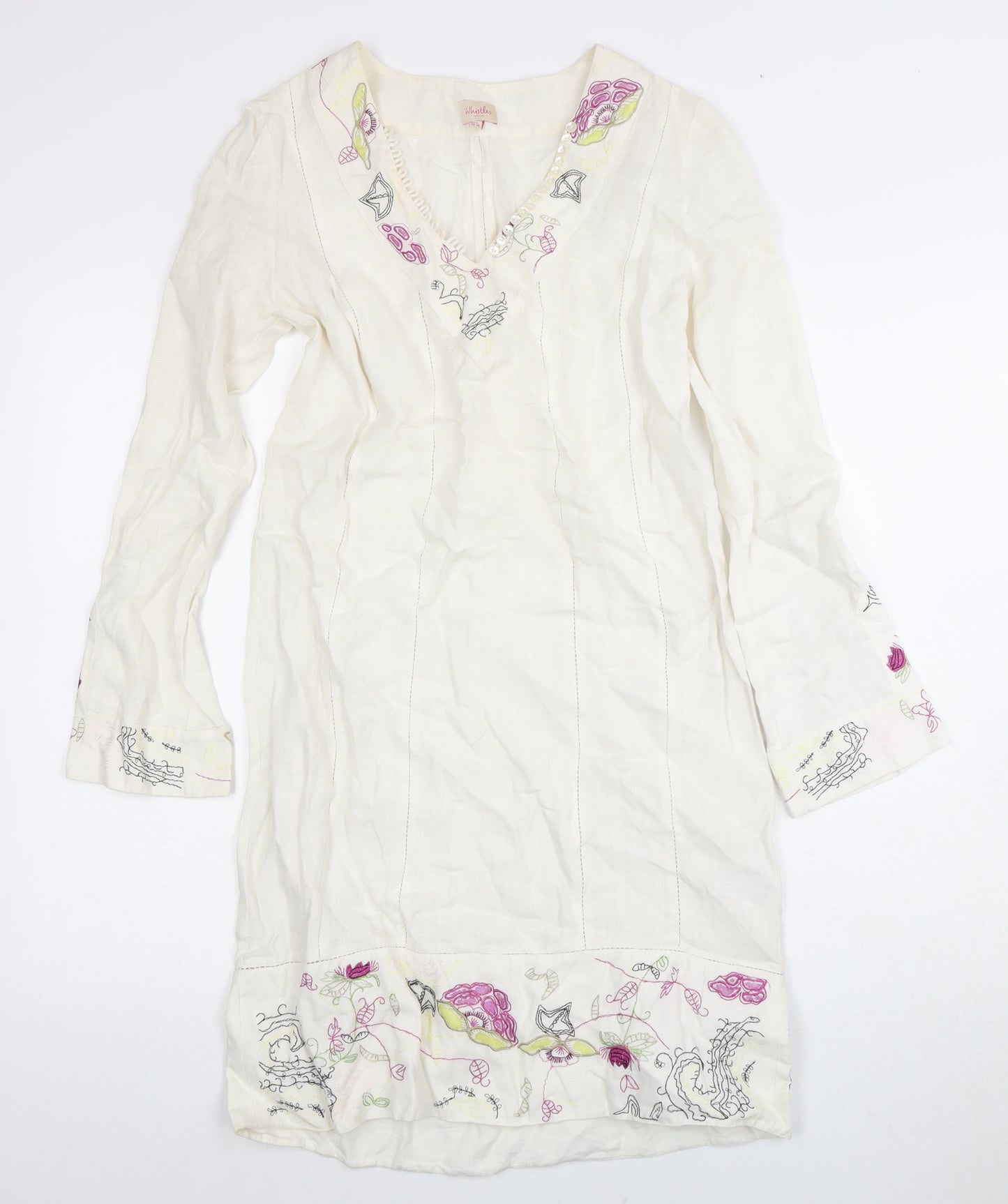 Whistles Women's Ivory V-Neck Floral Shift Dress