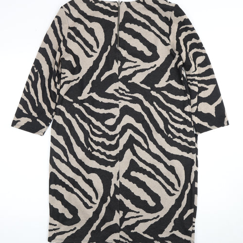 Wallis Women's Black Animal Print Sheath Dress Size 16