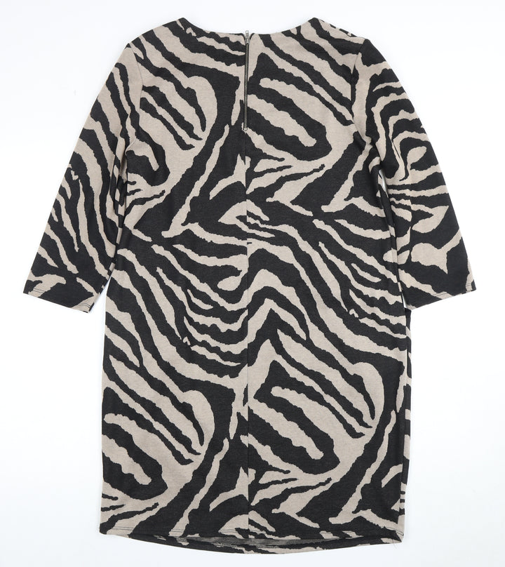 Wallis Women's Black Animal Print Sheath Dress Size 16