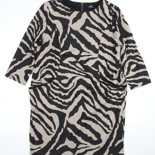Wallis Women's Black Animal Print Sheath Dress Size 16