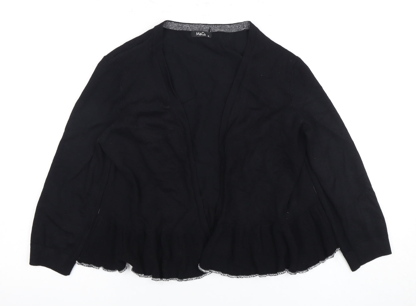 M&Co Women's Black Cardigan Size 12 Regular Fit