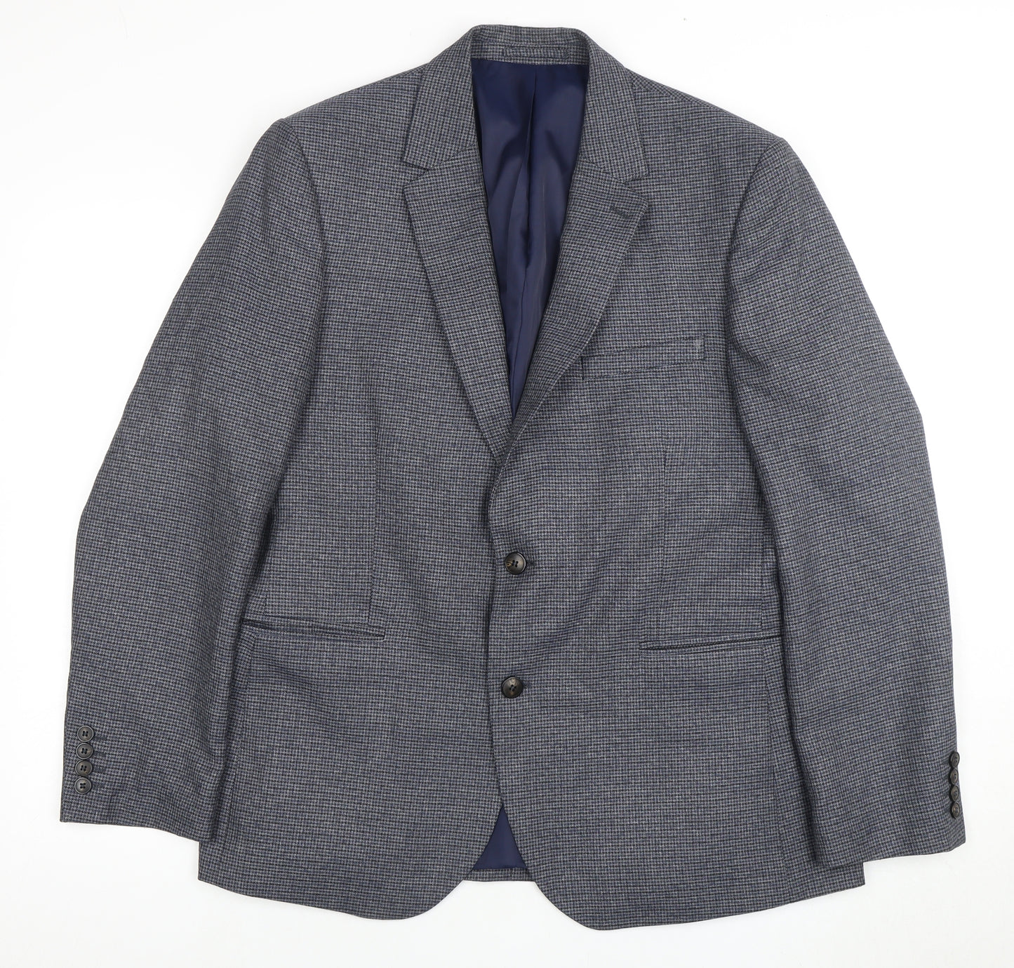 Marks and Spencer Men's Grey Blue Check Blazer 44R