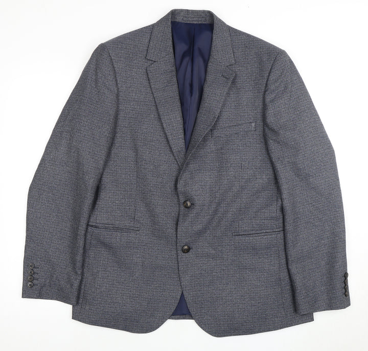Marks and Spencer Men's Grey Blue Check Blazer 44R