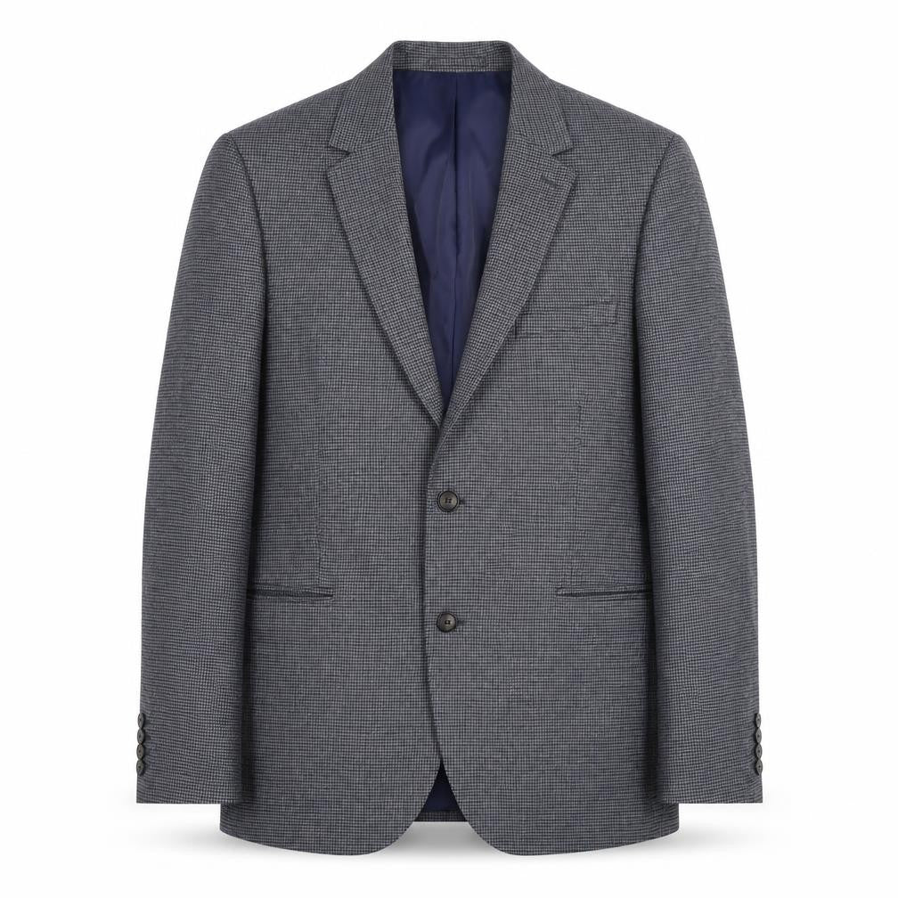 Front view of Marks & Spencer Men's Grey Blue Check Blazer 44R