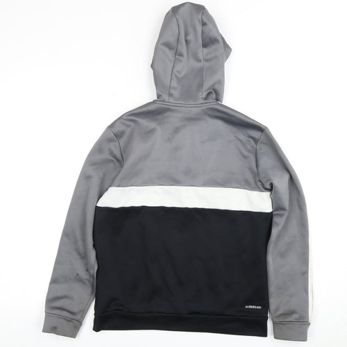 Adidas Boys Grey and Black Pullover Hoodie, M