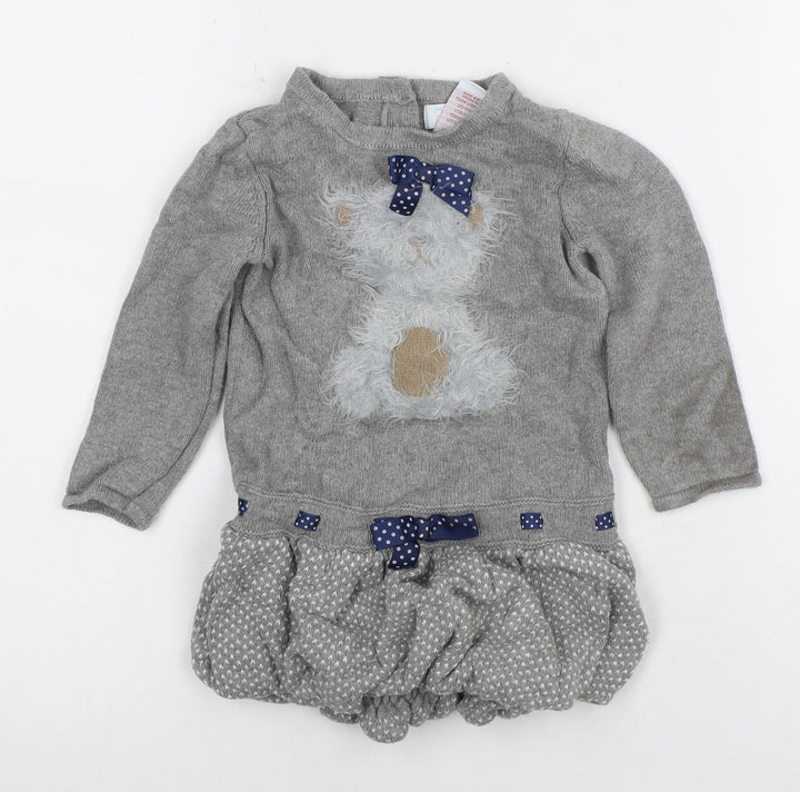 Marks and Spencer Grey Animal Knit Dress 12-18 Months