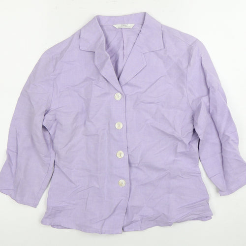 Marks and Spencer Women's Lilac Button-Up Shirt, Size 10