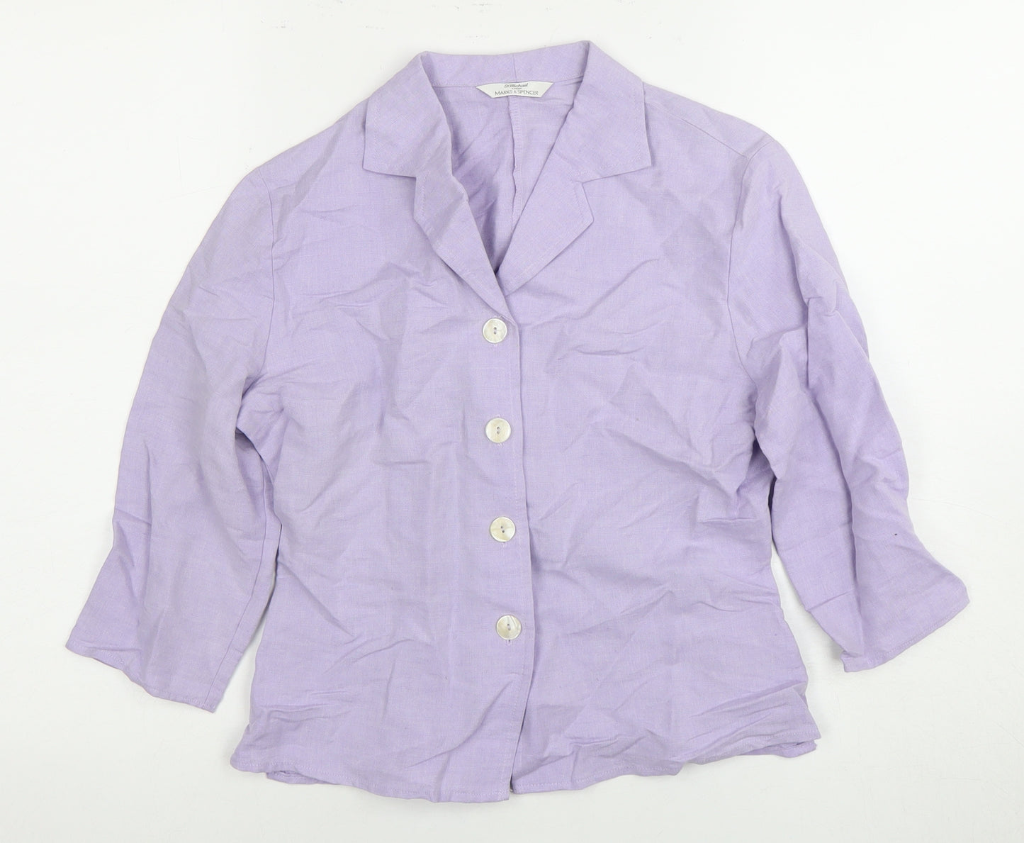Marks and Spencer Women's Lilac Button-Up Shirt, Size 10