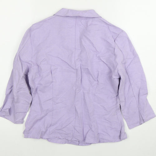 Marks and Spencer Women's Lilac Button-Up Shirt, Size 10