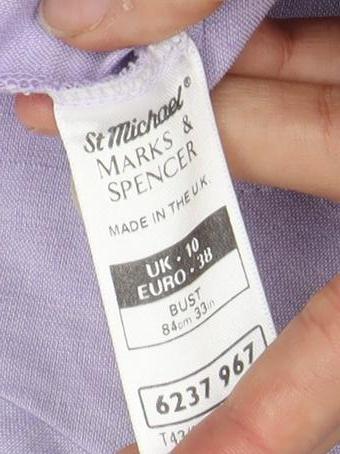 Marks and Spencer Women's Lilac Button-Up Shirt, Size 10