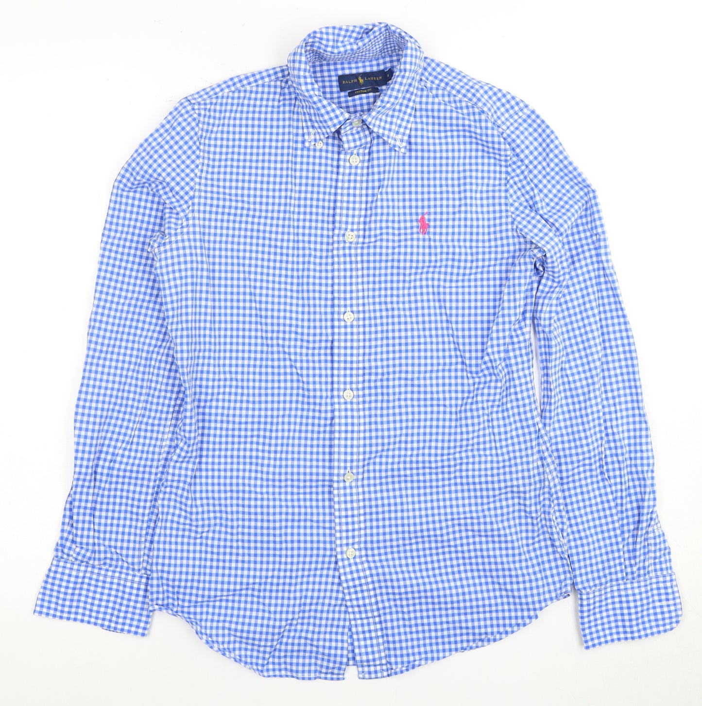 Ralph Lauren Women's Blue Check Button-Up Shirt UK 4
