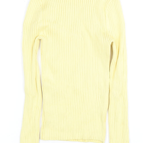 Zara Women's Yellow Slim Knit High Neck Top - Size 18