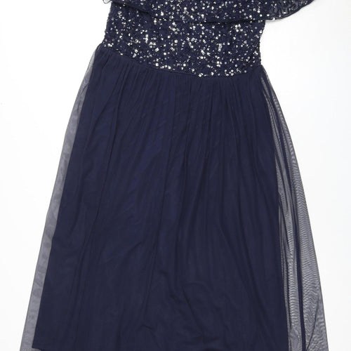 Roman Women's Blue A-Line Sequin Long Dress