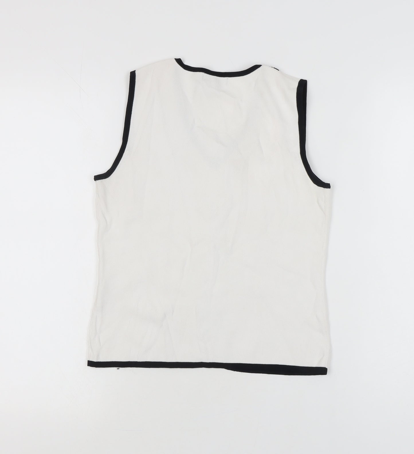 Ellie Louise Women's White Beaded Sleeveless Tank Top S
