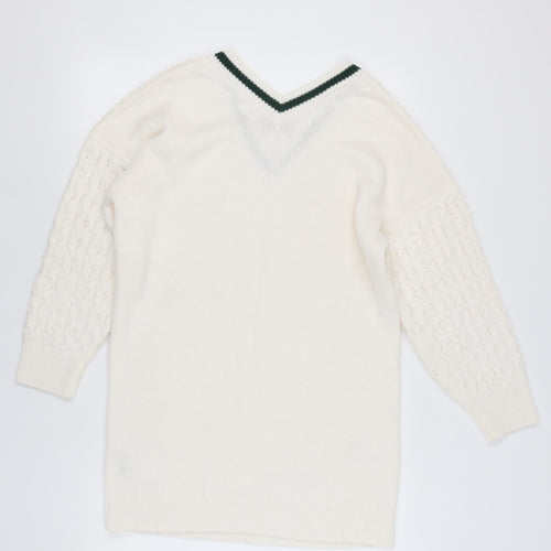 ASOS Women's White Knit V-Neck Dress Size 10