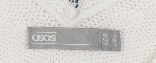 ASOS Women's White Knit V-Neck Dress Size 10