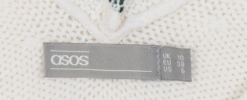 ASOS Women's White Knit V-Neck Dress Size 10