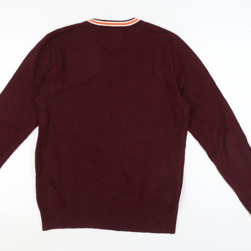 American Eagle Men's Red V-Neck Pullover Jumper S