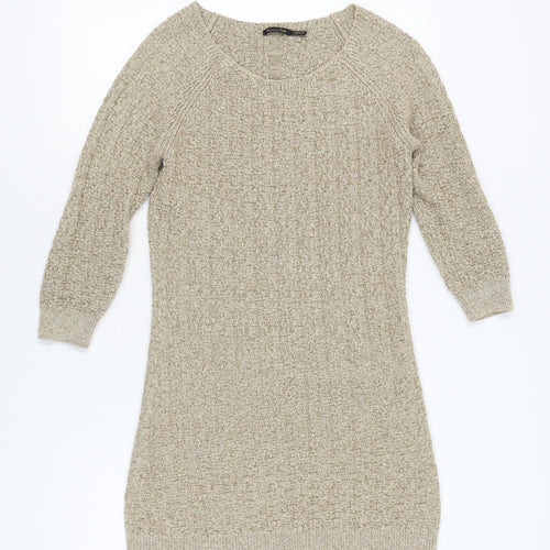 Massimo Dutti Women's Beige Jumper Dress M