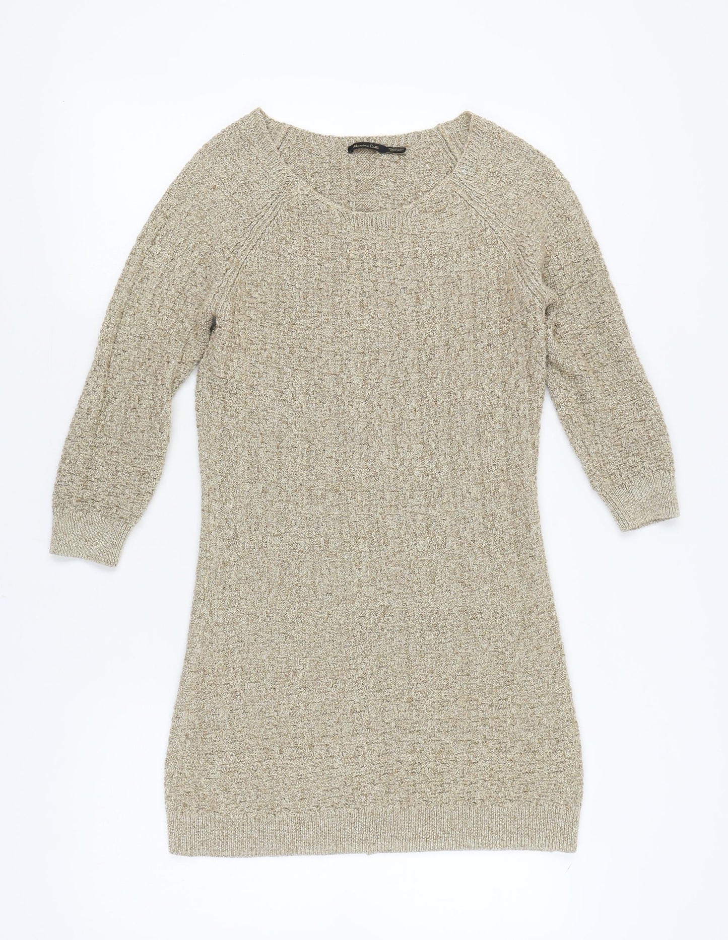 Massimo Dutti Women's Beige Jumper Dress M