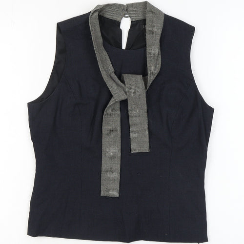 J.Crew Women's Black Sleeveless Wool Top, Size 8, High Neck