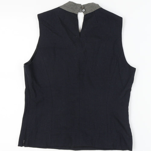 J.Crew Women's Black Sleeveless Wool Top, Size 8, High Neck