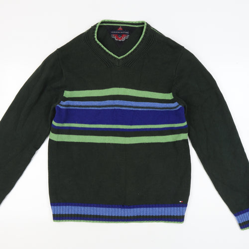 Tommy Hilfiger Men's Green L Striped Pullover Jumper